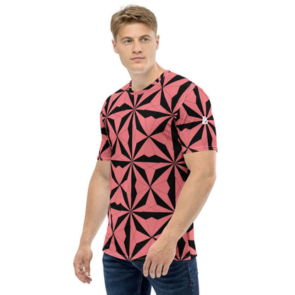 Herren-T-Shirt N°14 in vibrant geometric pattern, showcasing premium knit jersey fabric, featuring four-way stretch and regular fit.