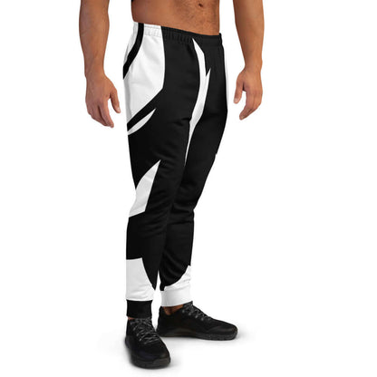 Herren-Jogginghose N°1 in Schwarz-Weiß, ideal zum Laufen oder Entspannen, Baumwollmischung, weicher Innenfleece, stylisch enganliegend.