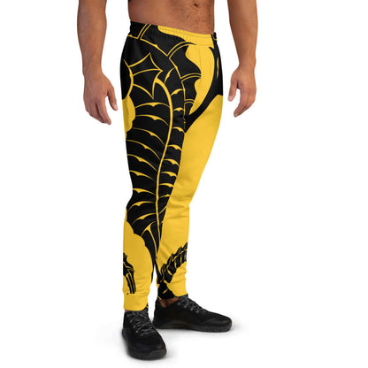 Herren-Jogginghose N°2 in yellow and black with unique pattern, designed for comfort and flexibility, perfect for jogging or relaxing.