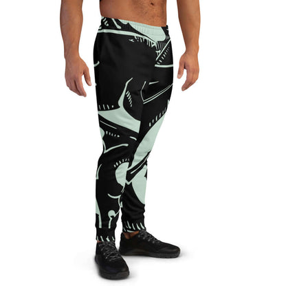 Herren-Jogginghose N°3 in black and white pattern, made from soft cotton blend, perfect for jogging or lounging, featuring brushed fleece interior.