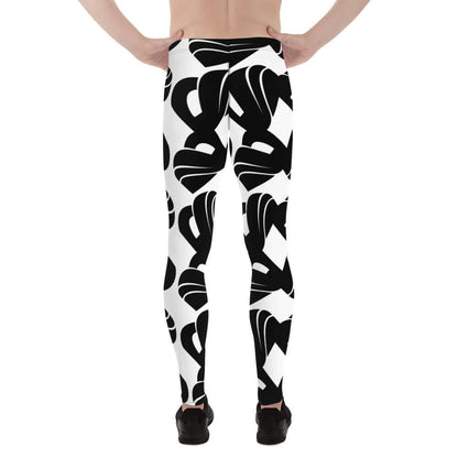 Herren-Leggings N°5 featuring black and white abstract print, perfect for high-performance activities with super soft stretch material.