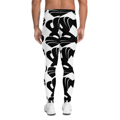 Back view of Herren-Leggings N°5 with black and white pattern, featuring soft, stretchy material ideal for workouts.
