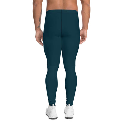 Back view of a man wearing Herren-Leggings N°6 in dark teal, highlighting the flexible and soft four-way stretch material.