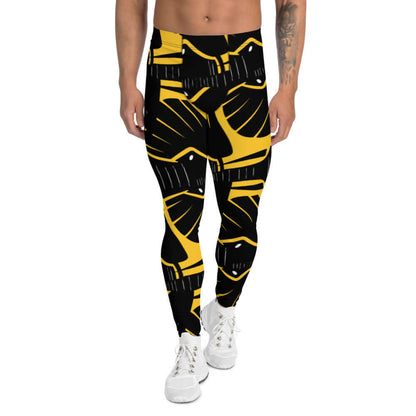 Herren-Leggings N°3 in schwarz-gelbem Design für vielseitiges Training, atmungsaktiv und dehnbar, perfekt für Sport und Fitness.