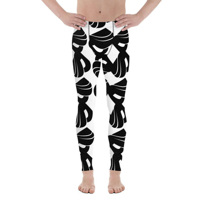 Herren-Leggings N°5 in black and white abstract pattern, designed for flexibility and comfort, ideal for high-performance activities.