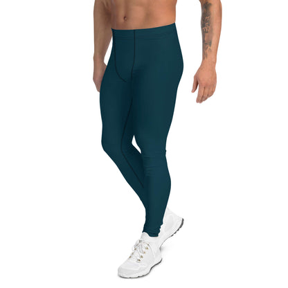 Herren-Leggings N°6 in dark teal, showcasing soft, stretchy material ideal for various activities, worn by a man with white shoes.