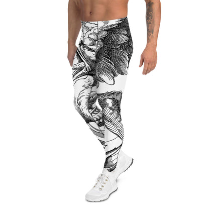 Herren-Leggings N°7 featuring soft and stretchy material with black-and-white graphic design, perfect for various activities.