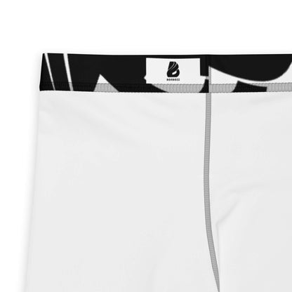 Close-up of Herren-Leggings N°5 waistband showcasing soft, stretchy material in white and black design. Ideal for activewear.