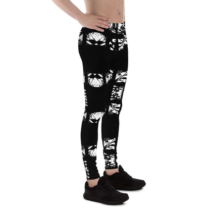 Side view of a person wearing Herren-Leggings N°2 in black and white pattern, showing flexible fit for versatile activities.