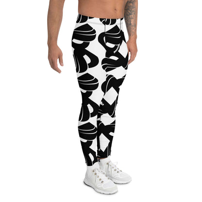 Herren-Leggings N°5 with black and white pattern, showcasing soft, stretchy fabric ideal for sports and casual wear.