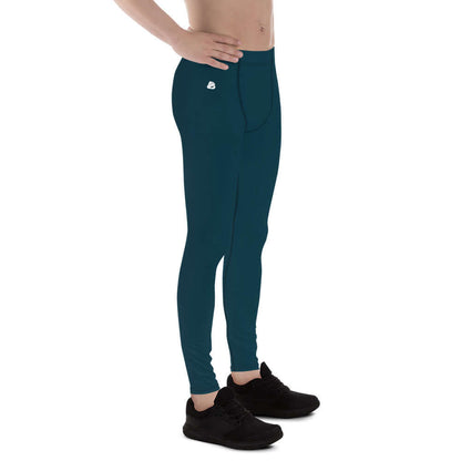 Person wearing Herren-Leggings N°6 in teal, showing stretchy and soft fabric ideal for various activities. Perfect for workouts.