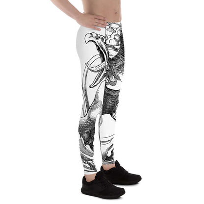Side view of Herren-Leggings N°7 with artistic black and white design, highlighting the stretchy and soft material ideal for workouts.