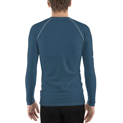 Herren-Rash-Guard N°13, blue long-sleeve rash guard for men, ergonomic fit, back view