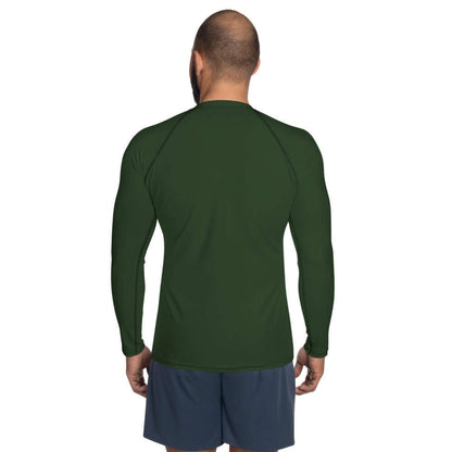 Back view of Herren-Rash-Guard N°17 in green, showing long sleeves and ergonomic design. Ideal for sports protection.