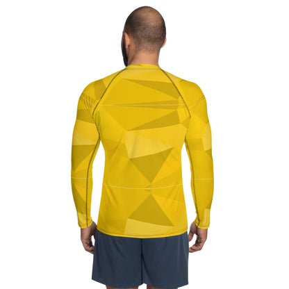 Back view of a yellow Herren-Rash-Guard N°31 with ergonomic seams and 4-way stretch fabric for comfort and protection.