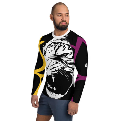 Herren-Rash-Guard N°21 featuring bold tiger design for sun protection and comfort.