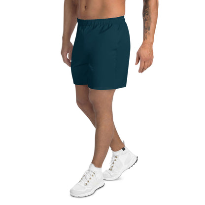 Mann trägt Recycelte Sport-Shorts für Herren N°0 beim Fitness, 91% recyceltes Polyester und 9% Elastan, vielseitig für Laufen, Schwimmen, Training.