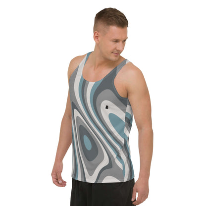 Man wearing Unisex Tank-Top N°8 with vibrant colors and soft material, showcasing modern design and relaxed fit.