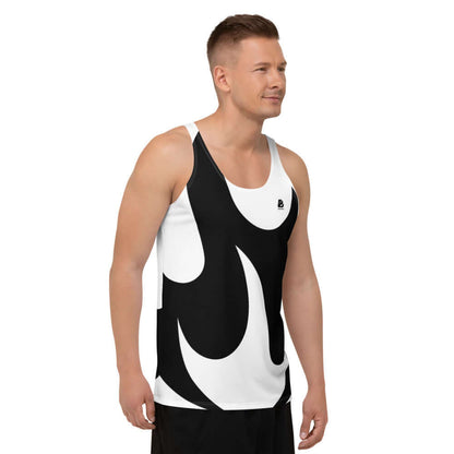 Unisex Tank-Top N°0 in black and white with bright colors and soft, stretchy material, perfect fit for casual wear.