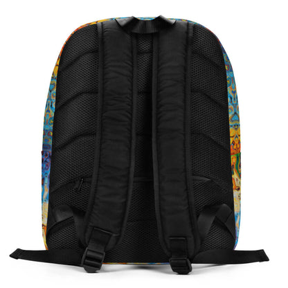Back view of Minimalistischer Rucksack N°6 with colorful design, padded straps, and hidden rear compartment for valuables.