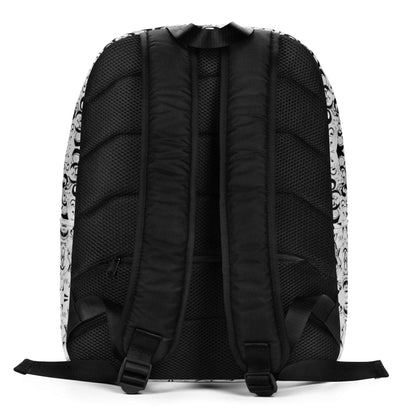 Rückansicht des Minimalistischer Rucksack N°15 mit gepolsterten Schultergurten und rückseitigem Geheimfach für Wertgegenstände.