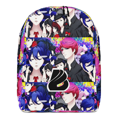 Colorful anime-themed backpack with vibrant character designs.