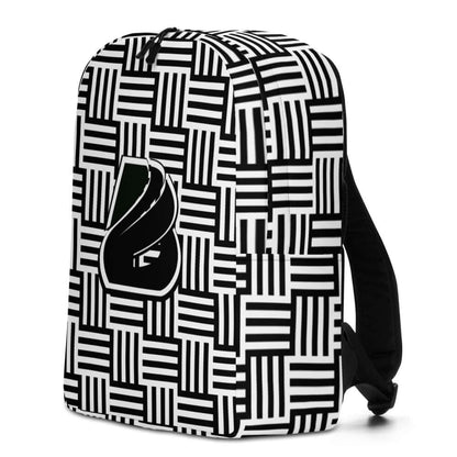 Stylish black and white patterned Minimalistischer Rucksack N°4, ideal for carrying essentials with laptop pocket and hidden compartment.