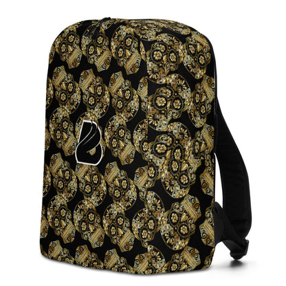 Minimalistischer Rucksack N°10 mit auffälligem gold-schwarzem Muster, geräumig und funktional, ideal zum sicheren Verstauen wertvoller Gegenstände.