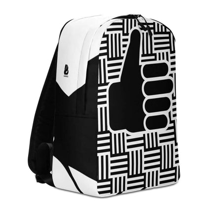 Minimalistischer Rucksack N°0 featuring a unique black and white thumbs-up pattern, perfect for carrying essentials securely with style.
