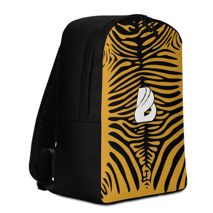 Minimalistischer Rucksack N°3 with zebra pattern and rear hidden pocket, ideal for carrying essentials, featuring a polyester build.