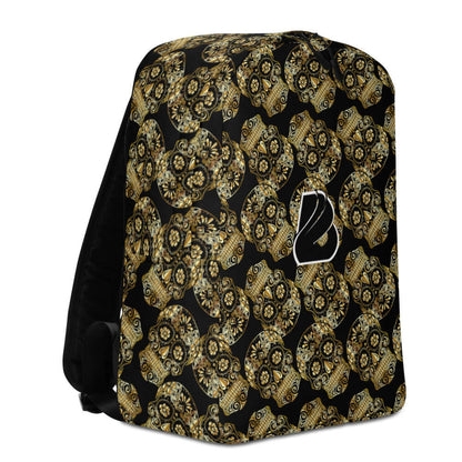 Minimalistischer Rucksack N°10 with golden pattern, spacious design with hidden back pocket and laptop compartment, made of 100% polyester