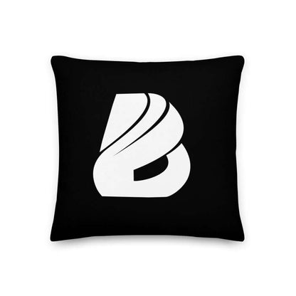 Premium-Kissen N°2 with luxurious design, hidden zipper, and washable black cover, featuring a stylish logo on a plush cushion.