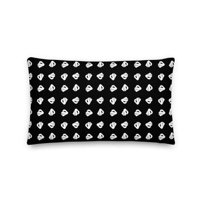 Premium-Kissen N°1 with black and white patterned cover, luxurious design with a formstable insert, perfect for home decor.