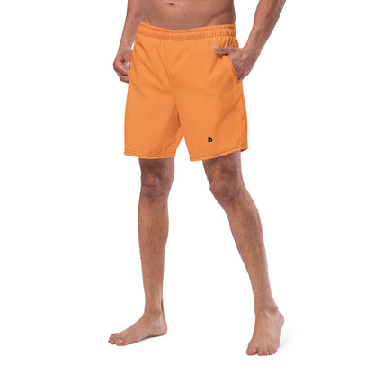 Herren-Badehosen N°7 in orange, atmungsaktiv mit Taschen und seidigem Innenfutter, ideal für Sommer