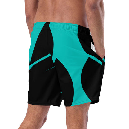 Herren-Badehosen N°3 in Black and Teal, featuring quick-dry fabric, breathable material, and multiple pockets for summer beachwear.
