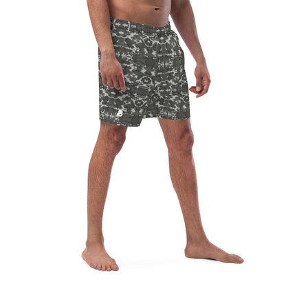 Herren-Badehosen N°2 in camouflage design, featuring quick-dry fabric, breathable material, multiple pockets, and anti-chafing lining.