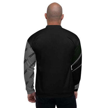 Back view of Unisex Bomberjacke N°9 with stylish all-over design and loose fit, ideal for enhancing any outfit.