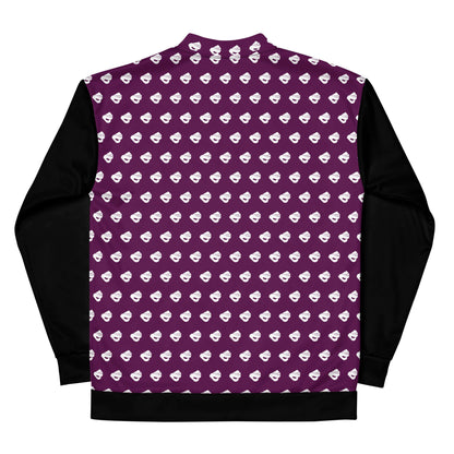 Unisex Bomberjacke N°39 with fleece interior and loose fit, featuring stylish pattern on back, perfect addition to any wardrobe.