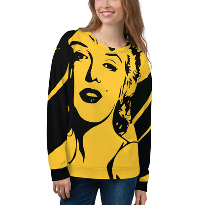 Unisex-Pullover N°10 with vibrant full-print design, cotton-feel fabric, featuring soft brushed fleece, ideal for fashion-forward style.