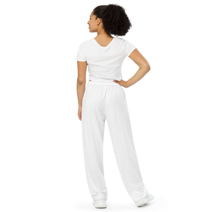 Unisex-Hose mit weiten Beinen N°0 in Weiß, lockere Passform, elastischer Bund, ideal für Komfort und Stil.