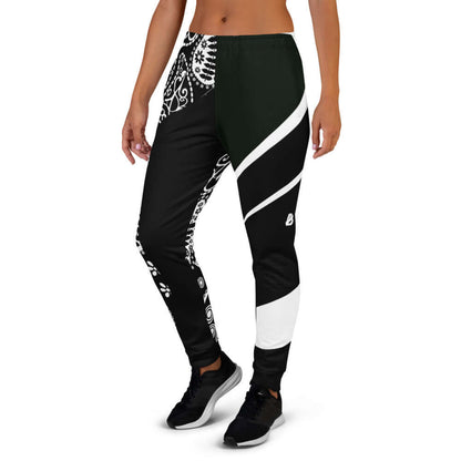 Damen-Jogginghose N°0 mit farbenfrohem Druck aus Baumwollmischung, enganliegend und bequem, ideal für sportliche Aktivitäten.