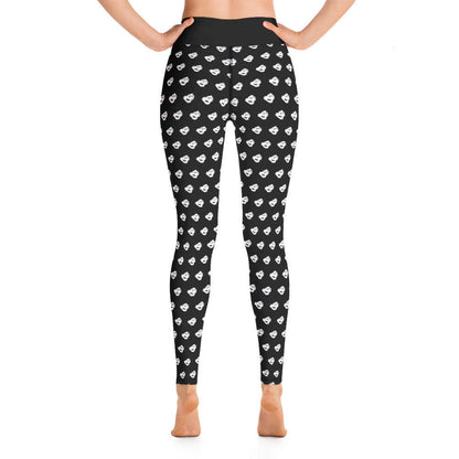 Back view of Yoga-Leggings N°4 in black and white pattern, displaying comfortable high waistband and 4-way stretch design.