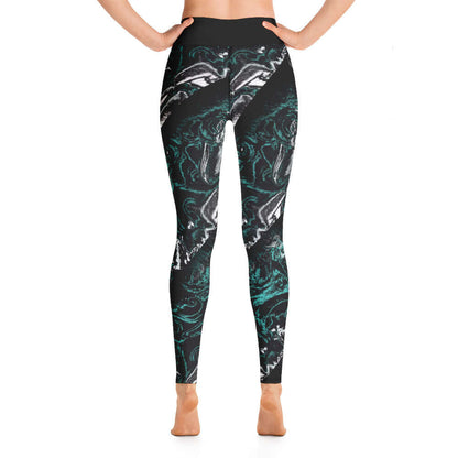 Back view of Yoga-Leggings N°8, featuring stretchy, comfortable fabric with unique artistic design.