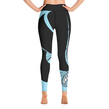 Yoga-Leggings N°33 in black and blue with high waist and four-way stretch fabric, perfect for comfort and style in yoga.