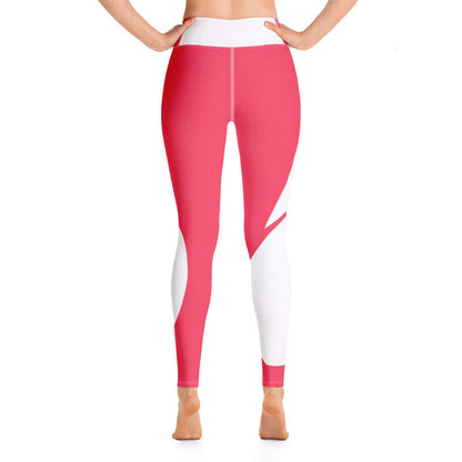 Back view of Yoga-Leggings N°40 with four-way stretch in vibrant pink and white design, featuring high-rise waistband for comfort.