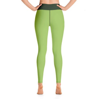 Back view of Yoga-Leggings N°43 in green, high-waisted, stretchy fabric; ideal for comfortable yoga sessions.
