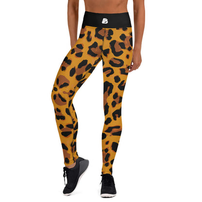 Yoga Leggings N°35 with leopard print design, featuring four-way stretch and raised waistband.