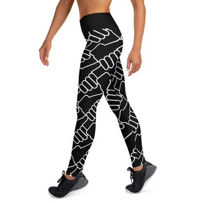 Yoga-Leggings N°7 in black with white pattern, super soft stretchy high-waist activewear for comfortable fitness workouts.
