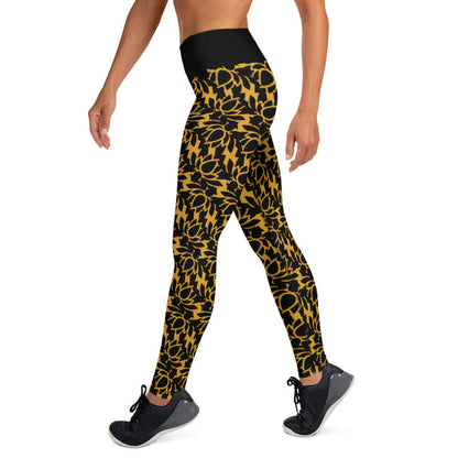 Yoga-Leggings N°22 featuring a vibrant floral pattern and high-rise waistband, designed for comfort and flexibility, side view.