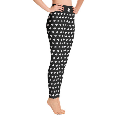 Yoga-Leggings N°4, black with a white pattern, featuring a super soft, stretchy, and comfortable fabric, high-waisted design.